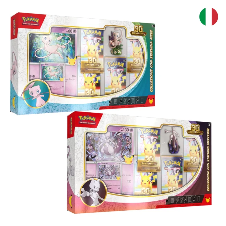 Pokemon 30° Anniversario Bundle Collezioni con Statuina Mew & Mewtwo ITA